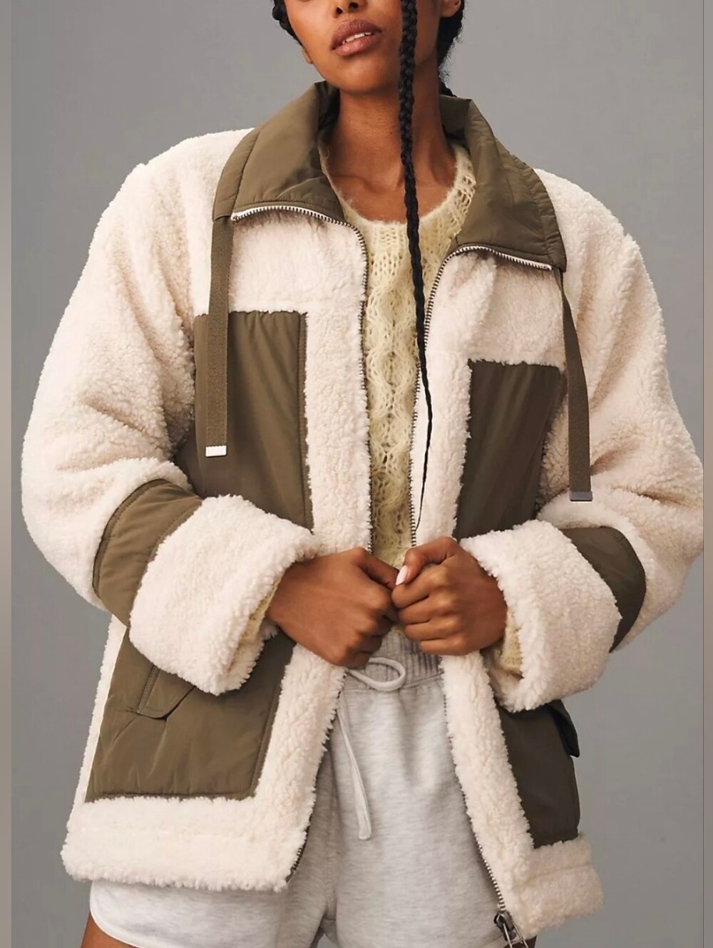 Anthropologie Pilcro Mixed Sherpa Anorak Jacket